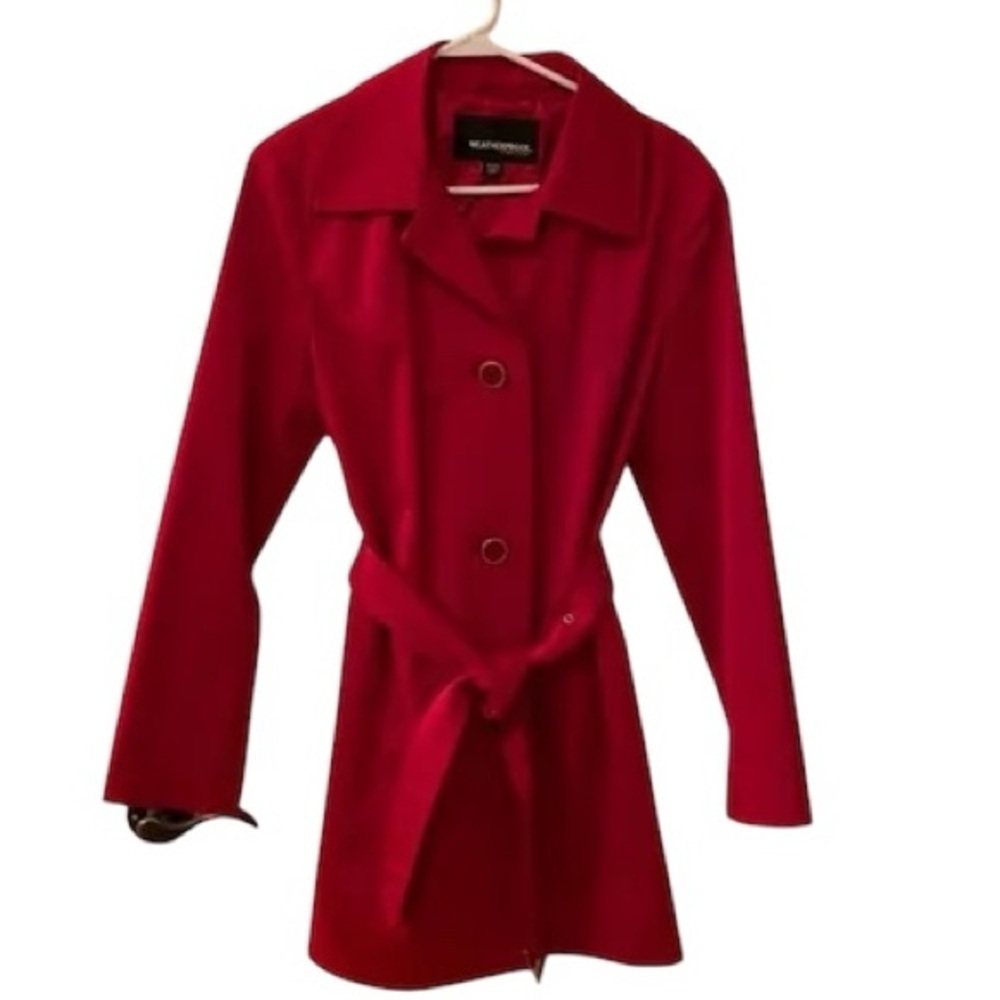 Weatherproof Garment Company Red Trench Coat Size Small